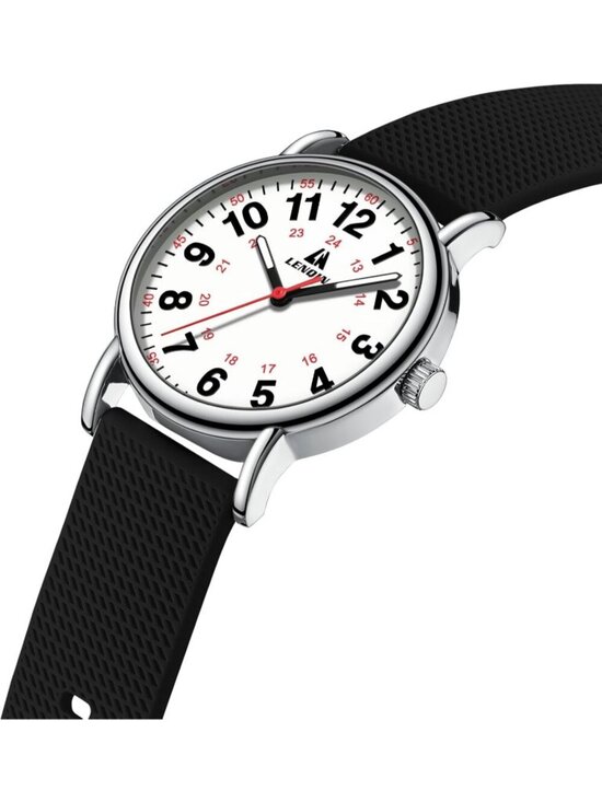 Women\'s Black White Leather Strap Analog Quartz Luminous Dial Waterproof Watch main image 5